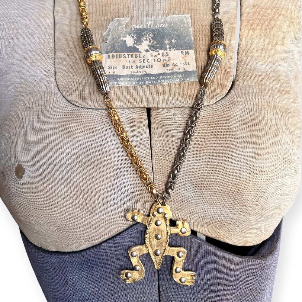 Vintage Two Tone Frog Necklace